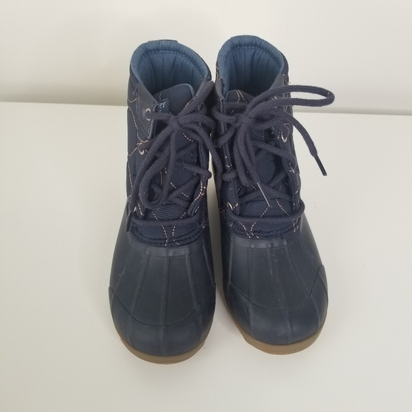 Sperry Navy Gold Quilted Port Boot Size 1M Girls Youth - Picture 9 of 9